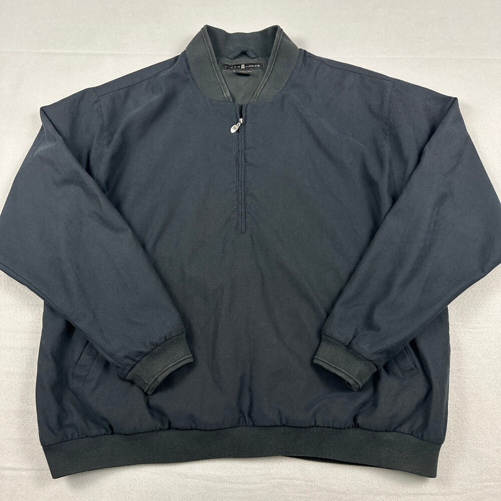 Vintage Nike Tiger Woods Jacket Men Large Black Solid 1/4 Zip Golf Pullover L